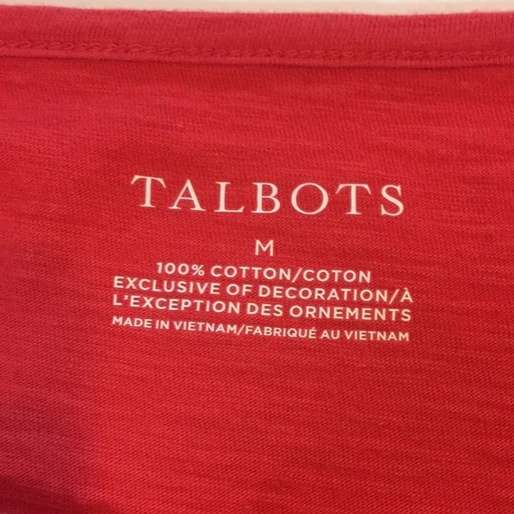 Talbots Red Peasant Lace Accent Top Tunic Size Medium - Picture 6 of 10